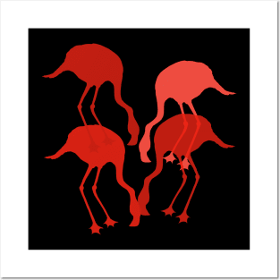 Red Flamingo Animal Camouflage Pattern Posters and Art